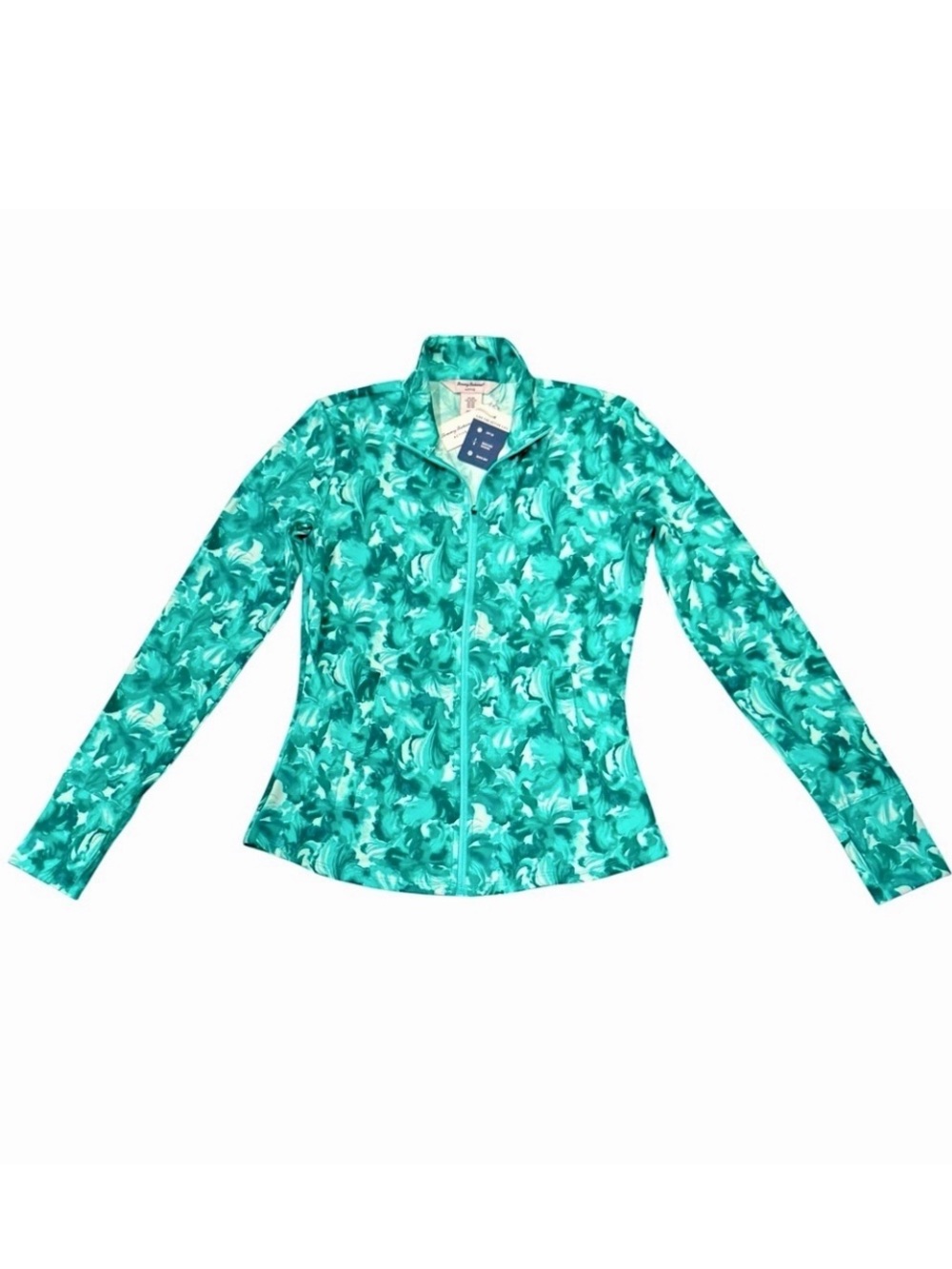 TOMMY BAHAMA Active Floral UPF
50 Full Zip Jacket Top Pockets
Thumbholes NWT XS